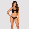Schwarzes Set Roxelia aus Tüll und Stretchmaterial mit Bügel-BH und Riostring von Obsessive