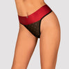 Schwarzer High-Waist-String Tienesy aus Transparent-Tüll mit Satin-Bund und Schleife von Obsessive