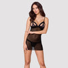 Schwarzes Set mit Chemise und Tanga und pikanten Cups von Obsessive