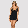 Schwarz-transparentes Set Luvae mit Babydoll und String von Obsessive