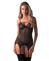 Schwarzes 2-teiliges Straps-Set Novenes mit Strapshemd und String von Obsessive