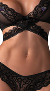 Schwarz-transparentes 2-teiliges Set Blomentis mit BH und Slip von Obsessive – Ansicht 4