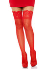 Rotes verführerisches Spitzen Stay Up mit glamourösem Rand von Leg Avenue