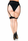 Zweifarbige Strümpfe mit Rücknaht & Kuba-Ferse, Nude/Schwarz Queen Size | Leg Avenue