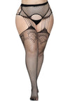 Sexy Netz-Strumpfhose mit Multi-Straps und Strumpfgürtel Queen Size | Leg Avenue