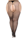 Netz-Strumpfhose mit offenem Schritt - Queen Size | Leg Avenue