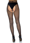 Schwarze verlockende Netzstrumpfhose mit aufregendem Straps Look von Leg Avenue – Ansicht 4