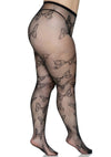 Schwarze bezaubernde Netzstrumpfhose mit kunstvollem Schmetterlingsmuster von Leg Avenue – Ansicht 7