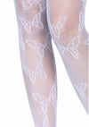 Weißes zauberhaftes Schmetterling Netzstrumpfhose mit aufwendigen Monarchendetails von Leg Avenue – Ansicht 7