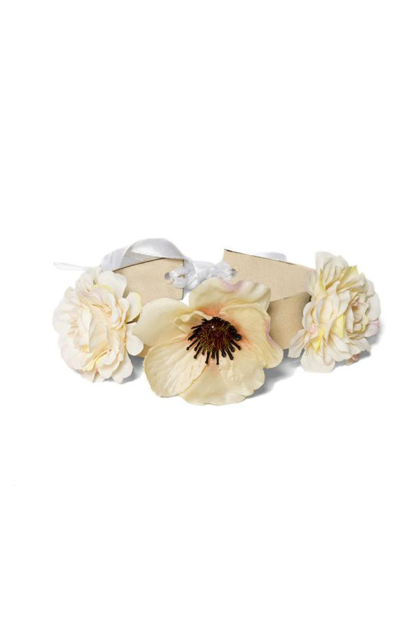 Märchenhaftes Kunstleder-Halsband mit Blumendesign & Satinband | Cosplay