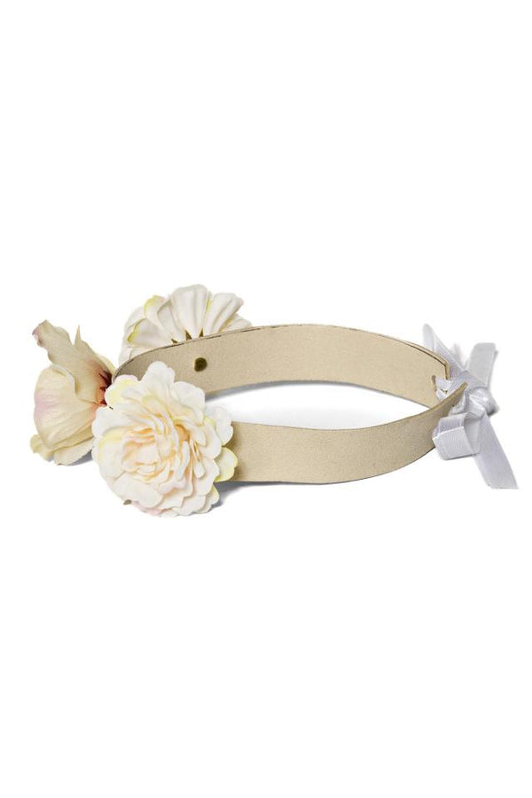 Märchenhaftes Kunstleder-Halsband mit Blumendesign & Satinband | Cosplay