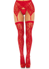 Rotes atemberaubendes Strumpfhalter Set mit feiner Blumen Spitze von Leg Avenue – Ansicht 2