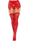 Rotes atemberaubendes Strumpfhalter Set mit feiner Blumen Spitze von Leg Avenue
