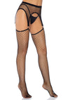Schwarze verführerische Netzstrumpfhose mit integriertem Strumpfhalter von Leg Avenue – Ansicht 5