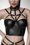 Sexy Wetlook Harness Top mit Bügel-Cups | SARESIA