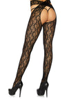 Florale Wickelstrumpfhose mit offenem Schritt, verführerisch | Leg Avenue