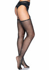 Edles Strumpfgürtel & Strümpfe Set mit Spitzendetails, schwarz und Strass | Leg Avenue