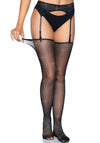 Edles Strumpfgürtel & Strümpfe Set mit Spitzendetails, schwarz und Strass | Leg Avenue