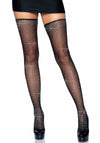 Edles Strumpfgürtel & Strümpfe Set mit Spitzendetails, schwarz und Strass | Leg Avenue
