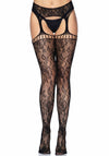 Elegante Strapsstrümpfe mit Spitzenbund und Strapsgürtel in schwarz | Leg Avenue