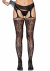 Elegante Strapsstrümpfe mit Spitzenbund und Strapsgürtel in schwarz | Leg Avenue