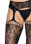 Elegante Strapsstrümpfe mit Spitzenbund und Strapsgürtel in schwarz | Leg Avenue