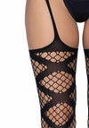 Verführerische Netz-Strapsstrümpfe mit angenähtem Strumpfhalter | Leg Avenue