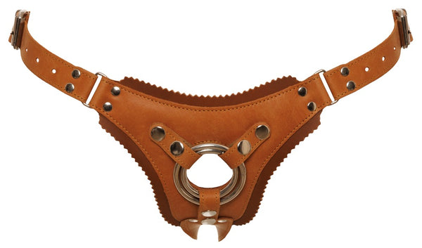 Strap-on-Jock aus Leder in Naturoptik mit Metalldetails von ZADO – Ansicht 6