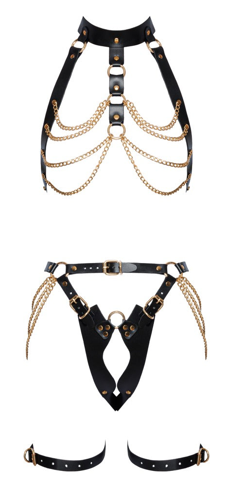 2-teiliges Harness-Set aus Leder mit Neckholder-Top und Jock von ZADO – Ansicht 7
