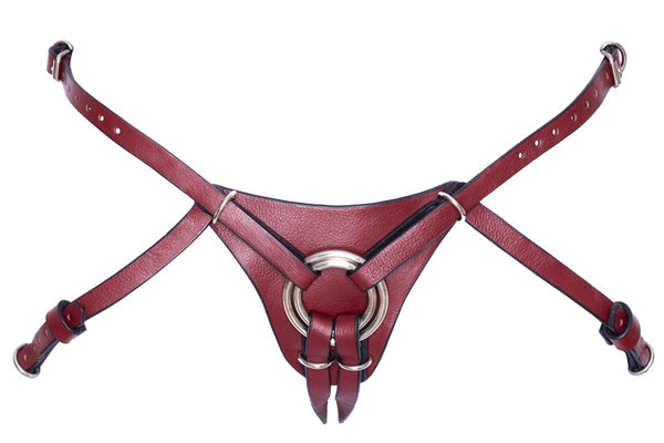 Robuster Strap-on aus Leder in Deep Red von ZADO – Ansicht 8
