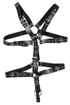 Harness aus nietenbesetzten Lederriemen mit Stahlringen von ZADO – Ansicht 3