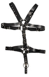 Harness aus nietenbesetzten Lederriemen mit Stahlringen von ZADO – Ansicht 4
