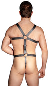 Harness aus nietenbesetzten Lederriemen mit Stahlringen von ZADO – Ansicht 7