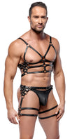 Robustes Herren-Harness-Set aus Leder mit Metalldetails von ZADO – Ansicht 2