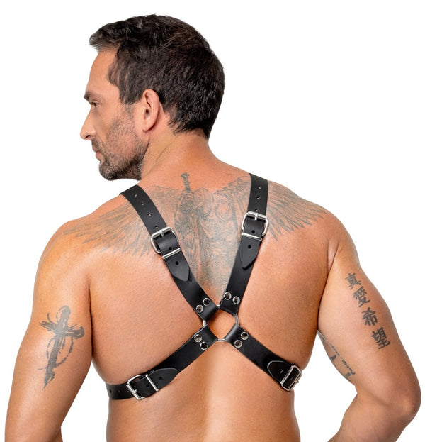Robustes Brustharness aus Leder mit Kuppel-Ziernieten von ZADO – Ansicht 5