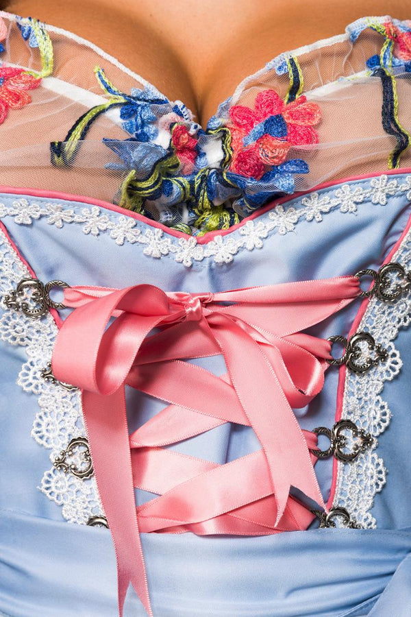 Romantisches Dirndl inkl. Spitzenbluse blau/rosa/weiss | Dirndline SALE