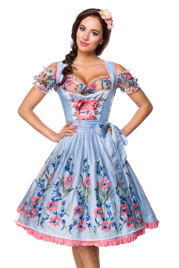 Romantisches Dirndl inkl. Spitzenbluse blau/rosa/weiss | Dirndline SALE
