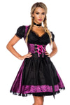 Sexy Premium Bluse &Dirndl aus edlem Jacquard Karneval Halloween lila/schwarz | Dirndline SALE