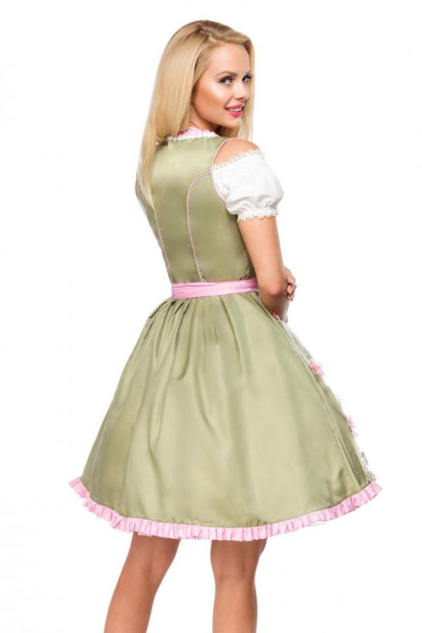 Dirndl mit Blumenschürze grün/pink | Dirndline SALE