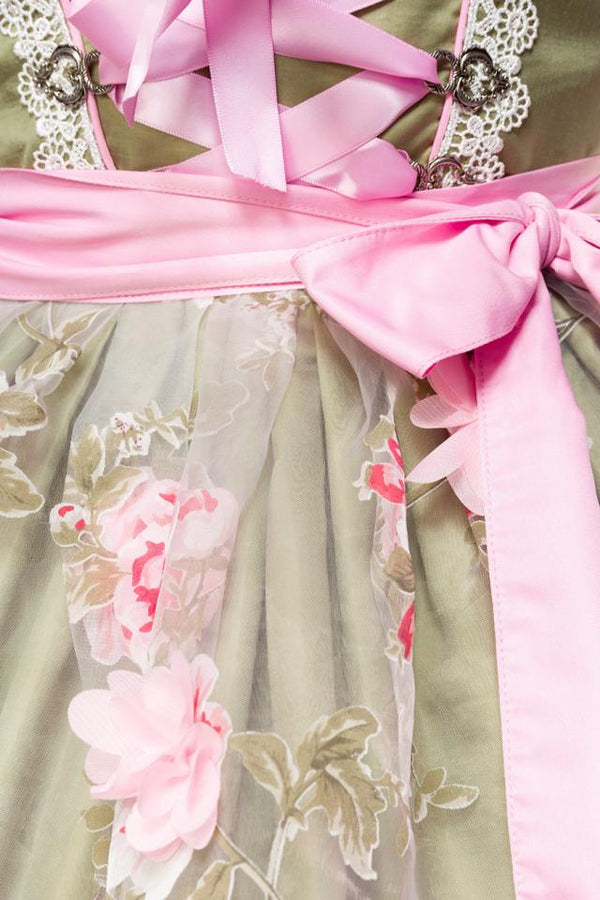 Dirndl mit Blumenschürze grün/pink | Dirndline SALE