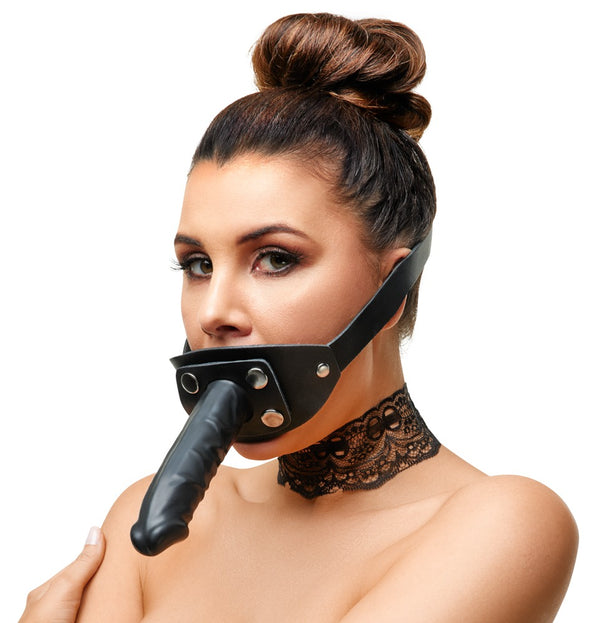 Knebel aus Leder mit Außen-Dildo von ZADO – Ansicht 2