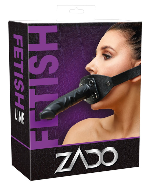 Knebel aus Leder mit Außen-Dildo von ZADO