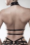 Verführerisches Harness Top mit Netzmaterial und Metallringen | Grey Velvet