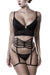 Verführerisches 3-teiliges Lingerie-Set mit Strumpfhalter | Grey Velvet