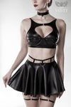 Verführerisches Wetlook-Lingerie Set mit Strumpfhaltern | Grey Velvet