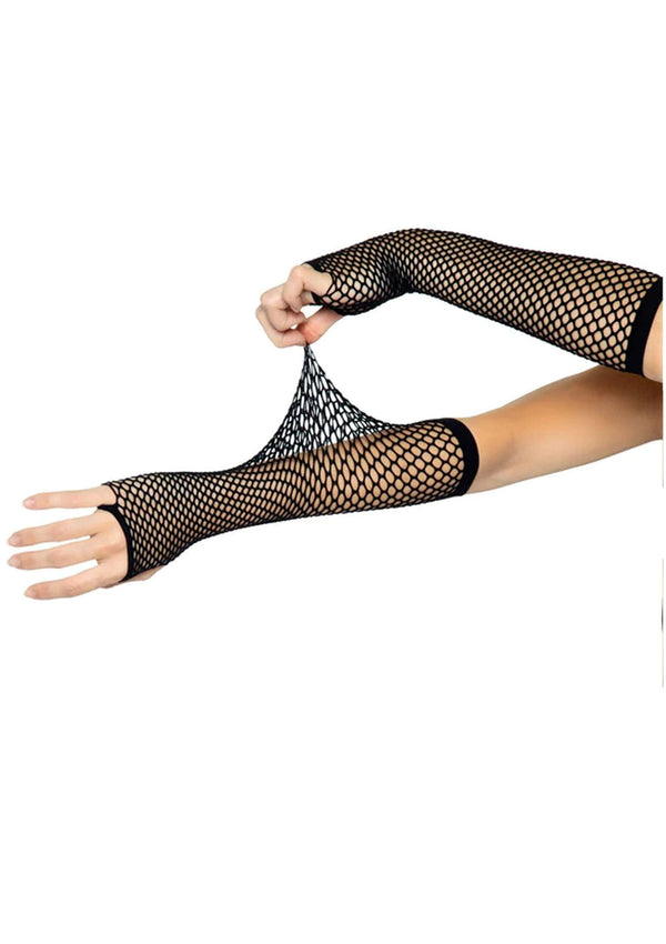 Schwarze verführerische Netzarmstulpen mit geometrischem Design von Leg Avenue – Ansicht 3