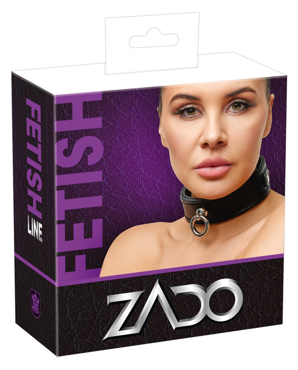 Halsfessel aus Leder mit dekorativem Ring von ZADO
