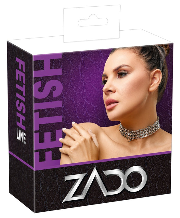Ketten-Halsfessel aus Leder mit Metall-Gliederketten von ZADO