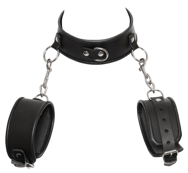Leder-Fesselset mit Halsfessel und 2 Handfesseln von ZADO – Ansicht 4