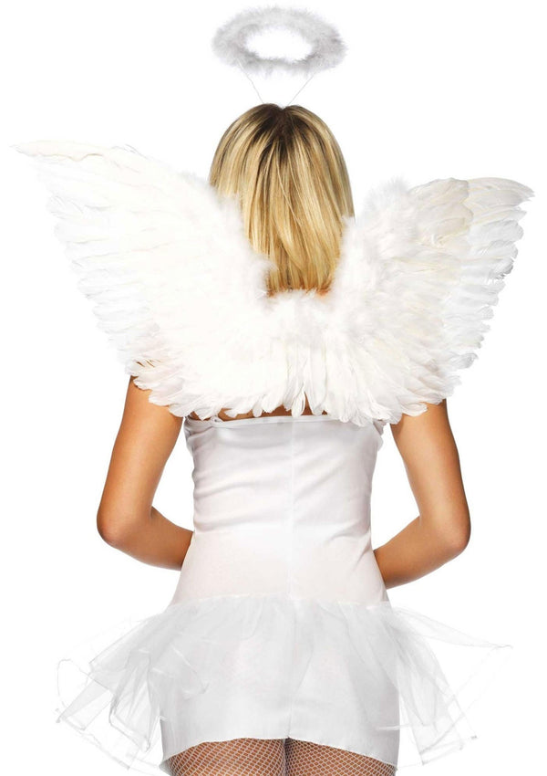 Weißes himmlisches Engelsflügel Set mit flauschigem Heiligenschein von Leg Avenue – Ansicht 3